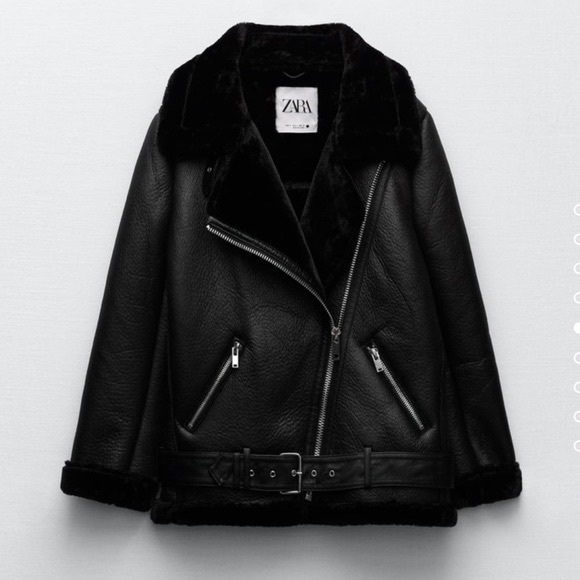 NWT. Zara Faux Fur Leather Double Faced Moto Biker Jacket Women’s-XL. - Picture 8 of 16